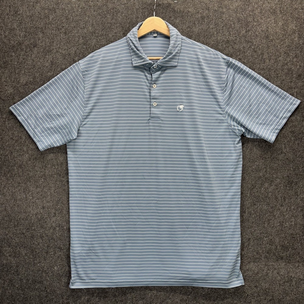 Peach State Pride Polo Shirt Men's Large Short Sleeve Striped Georgia Blue Golf